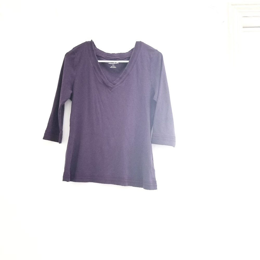 Eddie Bauer Womens size large 3/4 sleeve length purple blouse